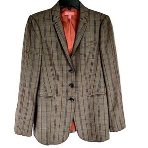 Lavia Blazer Tartan Plaid Wool Single Breasted Blazer Jacket Lined Size 12 US